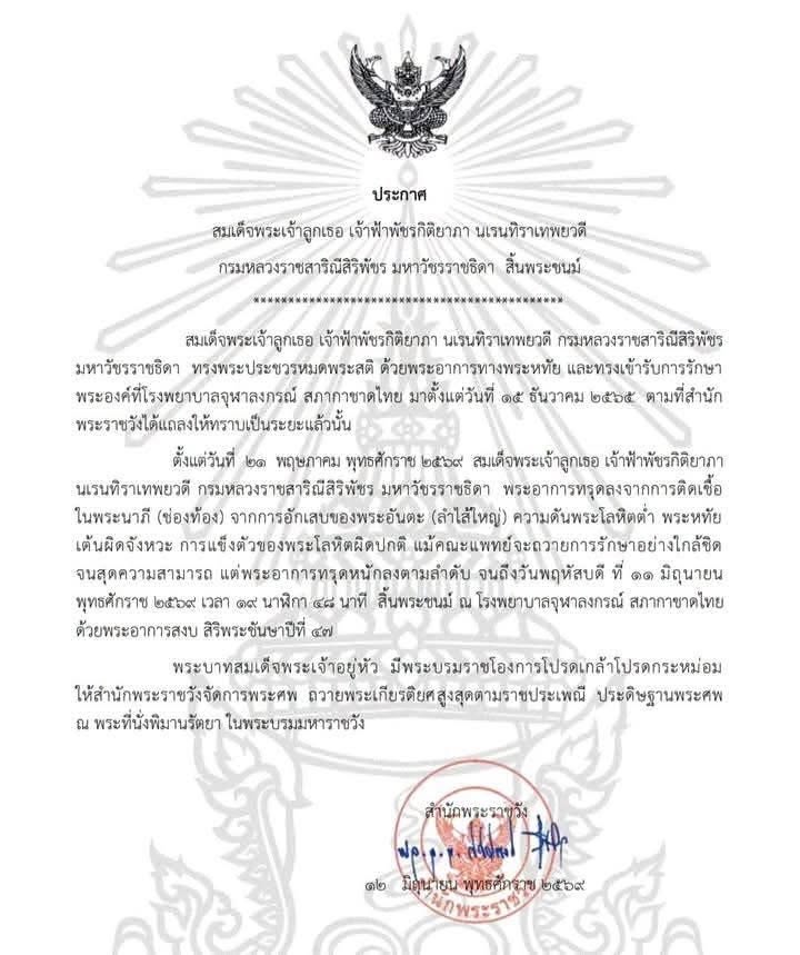 ประกาศสำนักพระราชวัง