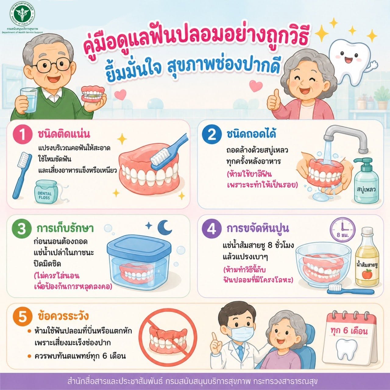 ประชาสัมพันธ์คู่มือดูแลฟันปลอมอย่างถูกวิธี